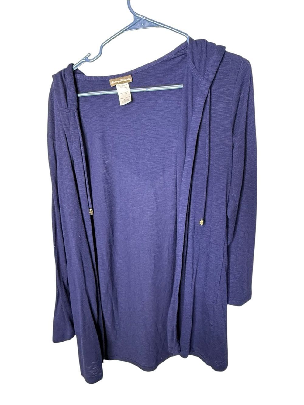 Tommy Bahama Blue Medium Open Front Hooded Cardigan